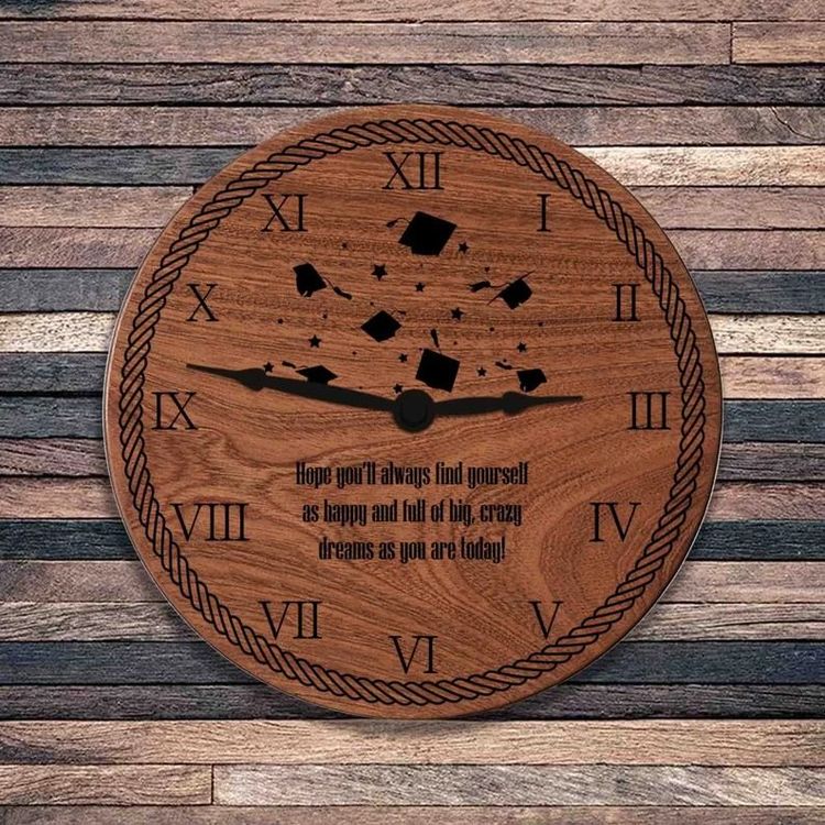 Personalized Graduation Cap Wood Wall Clock